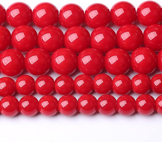 120PCS 6MM Red Glass Round Spacer Loose Beads for Jewelry Making DIY Bracelet Necklace