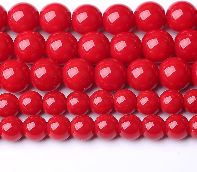 8MM 46PCS Red Glass Round Spacer Loose Beads for Jewelry Making 15 inches DIY Bracelet Necklace