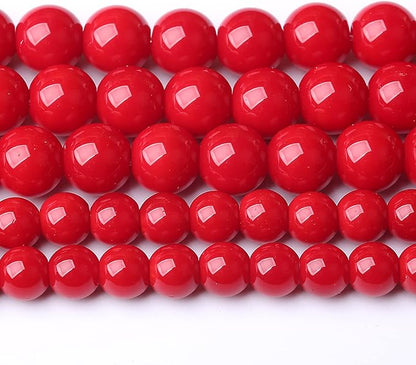 8MM 46PCS Red Glass Round Spacer Loose Beads for Jewelry Making 15 inches DIY Bracelet Necklace