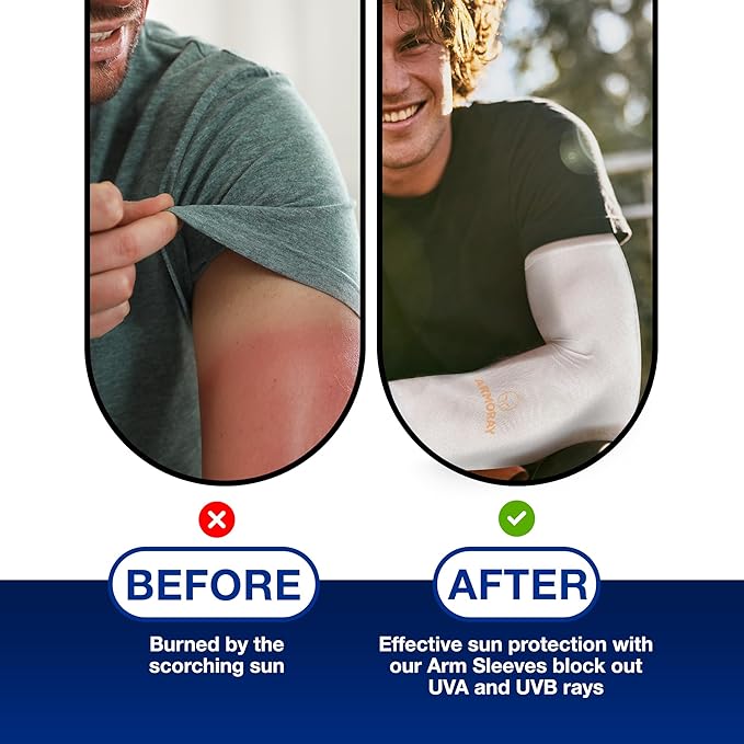 ARMORAY Arm Sleeves for Men or Women - Tattoo Cover Up - Cooling Sports Sleeve for Basketball Golf Football