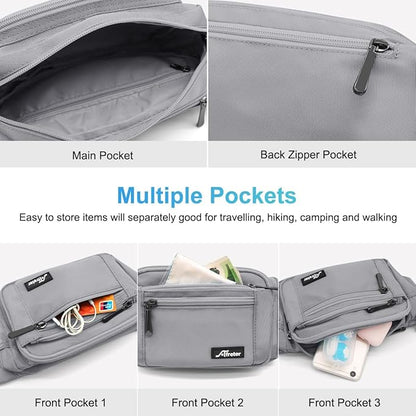 Waist Pack Bag Fanny Pack for Men&Women Hip Bum Bag with Adjustable Strap for Outdoors Workout Traveling Casual Running Hiking Cycling (New Grey)