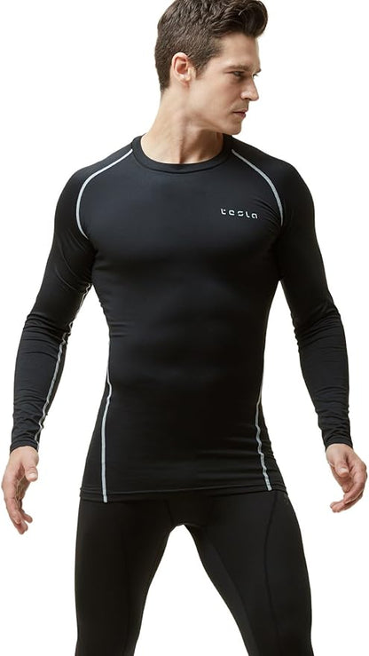 TSLA Men's Thermal Long Sleeve Compression Shirts, Athletic Base Layer Top, Winter Gear Running T-Shirt