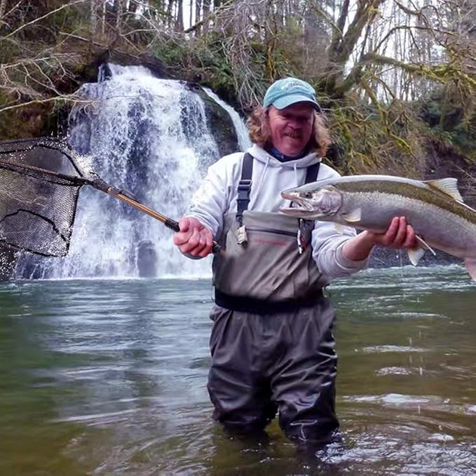 YVLEEN Folding Fishing Net - Foldable Fish Landing Net Robust Aluminum Telescopic Pole Handle and Nylon Mesh 16inch Hoop Size