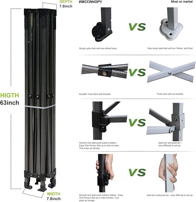 ABCCANOPY Heavy Duty Easy Pop up Canopy Tent with Sidewalls 10x15, Gold