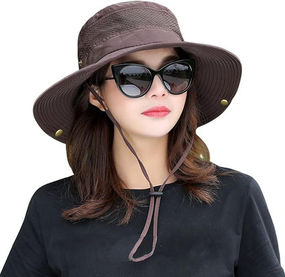 Women Fishing Sun Hat Men Summer UV Protection Bucket Hats Mesh Ventilated Outdoor Hiking Gardening Beach Lawn Hat