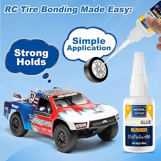 Rubber Glue,100g Super Glue for Rubber, RC Tires, Seals, Gaskets, Shoe Soles, Hose, Rubber Adhesive Heavy Duty, Waterproof, Motorcycle Handlebar Grip Glue for Automotive Parts, Bike Tires