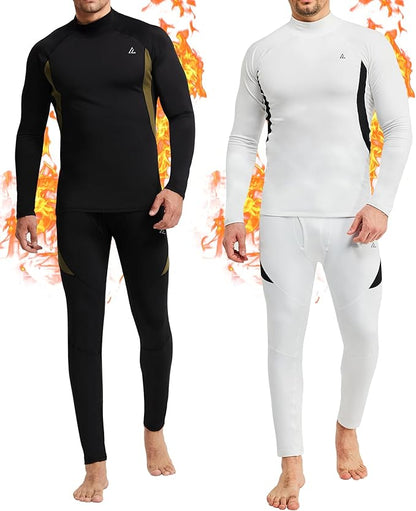 CL convallaria 2 Pack Mens Thermal Underwear Fleece Lined Long Johns Winter Base Layer Cold Weather Hunting Gear