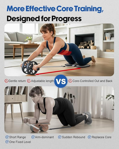 VINSGUIR Ab Roller Wheel for Beginners to Pros, Ab Roller with Adjustable & Detachable Resistance Band, Abs & Core Workout Equipment for Home Gym, Abdominal Wheel with Exercise Guide and Knee Pad, Men Women