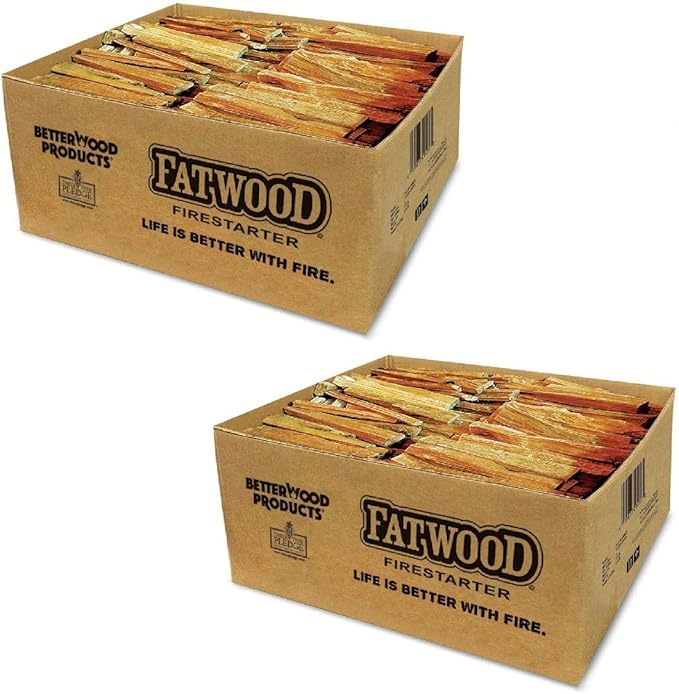 Better Wood Products 2 Pack Fatwood Fire Starter Sticks, Fireplace & Camping, 35 Lbs