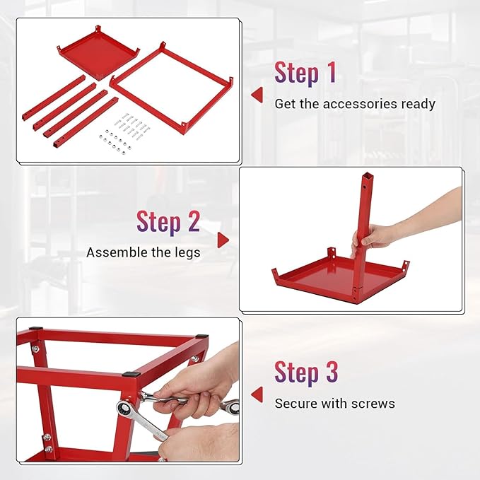 Plyometric Jump Box,Heavy Duty Steel Jumping Box with Rubber Pad,Step Up Box Set(12 18 24 Inch),550lbs Capacity,Deadlift Platform for Strength Training Conditioning Step Up Workouts Men Women Red