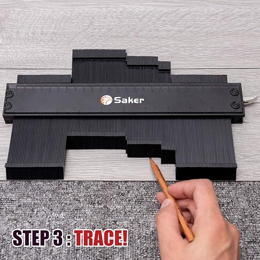 Saker Contour Duplication Gauge-Adjustable Lock -Precisely Copy Irregular Shape -Irregular Welding Woodworking Tracing - Must Have Tool for DIY Handyman, Construction(10 Inch+5 Inch) (Black)