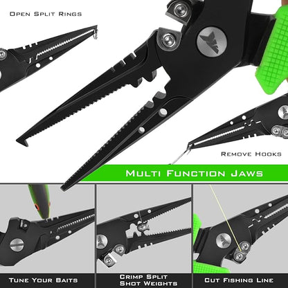 KastKing Cutthroat 7 inch Fishing Split Ring Pliers, 420 Stainless Steel Fishing Tools, Saltwater Resistant Fishing Gear, Tungsten Carbide Cutters