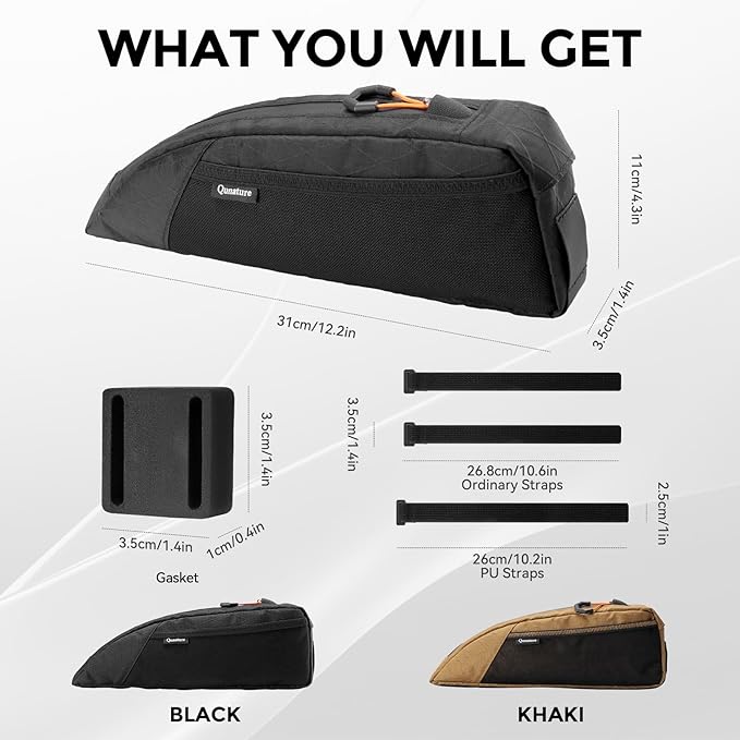 ROCKBROS Top Tube Bike Bag for Cycling, Bicycle Frame Bag for Bikepacking, Waterproof Bike Storage Bag, Cycling Accessories for Road Mountain Gravel Electric Bike (Black)