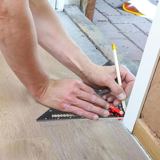 VALICLUD Adjustable Woodworking Ruler Aluminum Alloy Multifunctional Carpenter Triangular Measuring Tool with Precision Angle Scale for Accurate Measuring and Layout