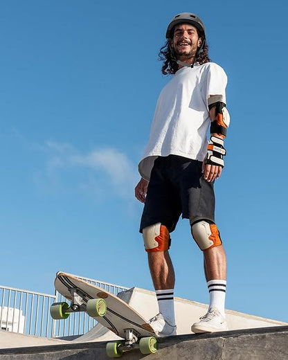 OutdoorMaster Skate Protective Gear Set for Adult & Youth, Skateboard Helmet Knee and Elbow Pads with Wrist Guards for Scooter, Inline Roller Skating, Skateboarding