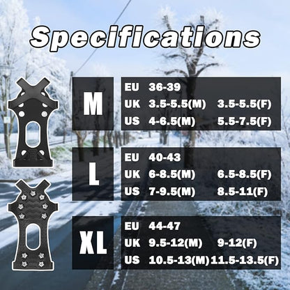 Lechin Crampons - Ice Cleats - Anti Slip Winter Ice Grippers Traction Cleats - 11 Stainless Steel Spikes