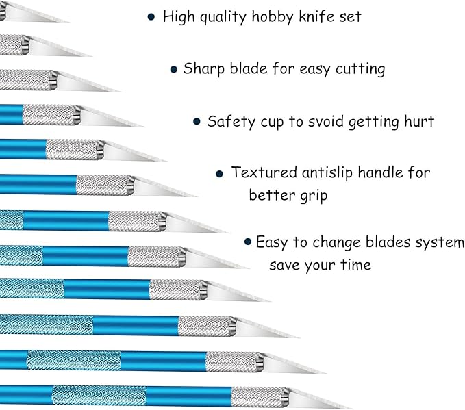 15 Pack Exacto Knife Set, Hobby Knife, Back to School Supplies Craft Knifes Kit for Art, Carving, DIY, Scrapbooking, Art, Cutting, Stencil(Blue)