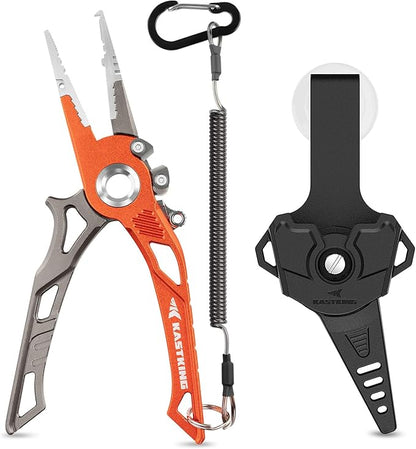 KastKing AlumaStream 7.5" Aluminum Fishing Pliers, Crossover Pliers, Wacky & Neko Rig Pliers With O-Ring Storage, Fishing Gear, Fishing Gifts for Men, Corrosion-Resistant Saltwater & Freshwater Pliers