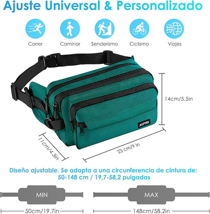 AGPTEK Fanny Pack for Women Men, RFID Large Capacity Waist Wallet Bag, Adjustable & Waterproof Bum Belt Pouch for Travel, Running, Shopping, Hiking, Dog Walking, Cycling, Climbing