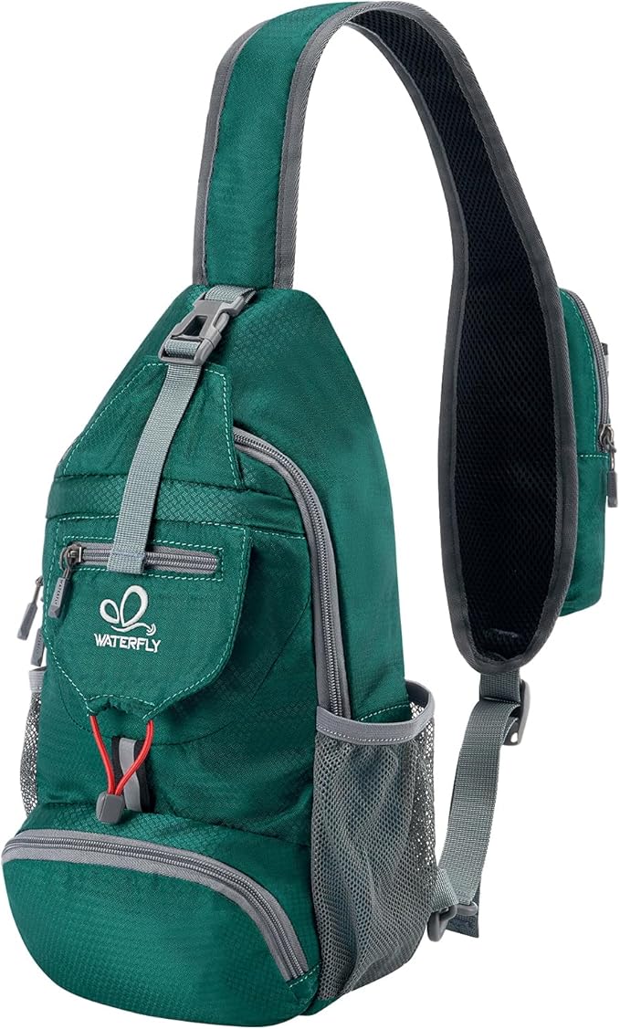 WATERFLY Packable Small Crossbody Sling Backpack Shoulder Chest Bag Daypack for Hiking Traveling