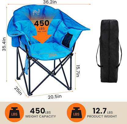 NAIZEA Heated Massage Camping Chairs,Heated Outdoor Chair w/3 Heating Mode, Oversized Heated Chair for Adults, Heavy Duty Folding Camping Chairs for Camp,Fishing, Sports Events,NOT Included Battery