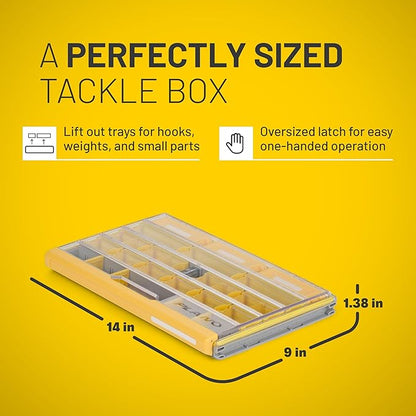 Plano EDGE Premium Terminal Tackle Utility Box, Clear and Yellow, Rust-Resistant Storage, Waterproof Tackle Tray Organizer for Weights, Hooks, and Baits
