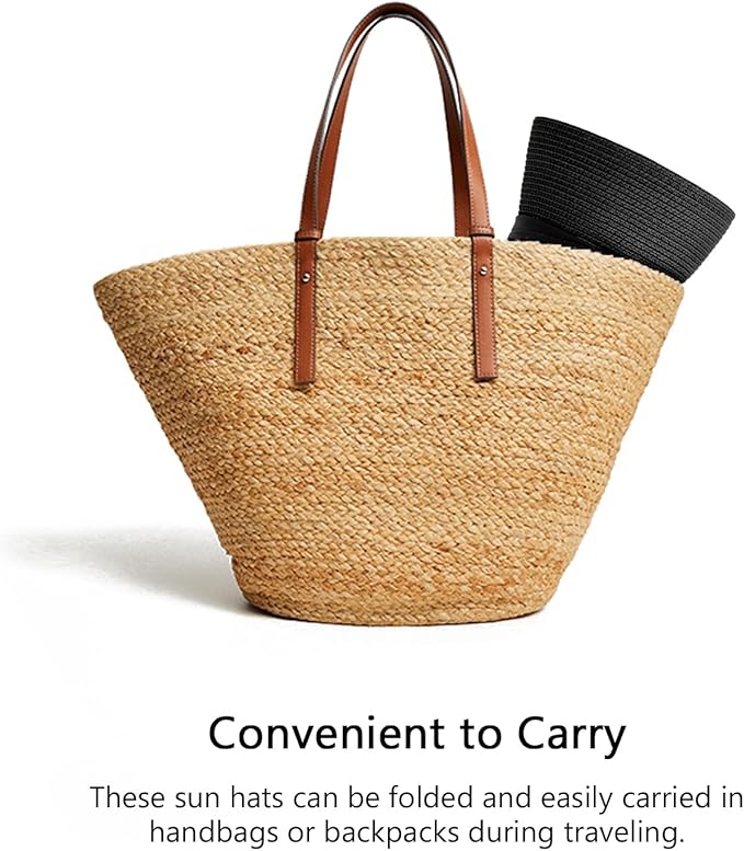 DRESHOW Women Straw Sun Hat Short Brim Panama Travel Fedora Beach Cap Roll up Summer Hat for Women Men UPF 50+