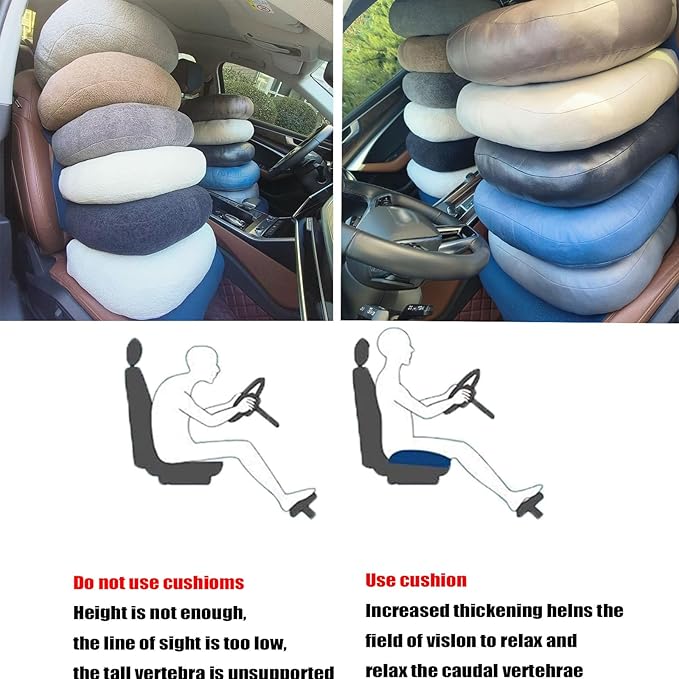 Super Thicken Car Seat Cushion for Adults-Car Booster Seat for Short Drivers-Increase The Field of View by 12cm/4.7in,Plush shell, breathable,with handle,easy to carry,for Cars,Office,Home（Dark Gray）