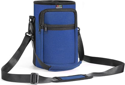 Nuovoware Water Bottle Carrier Bag,25oz/40oz/64oz Bottle Pouch Holder,Adjustable Shoulder Hand Strap 2 Pocket Sling Neoprene Sleeve Sports Accessories for Hiking Travelling Camping