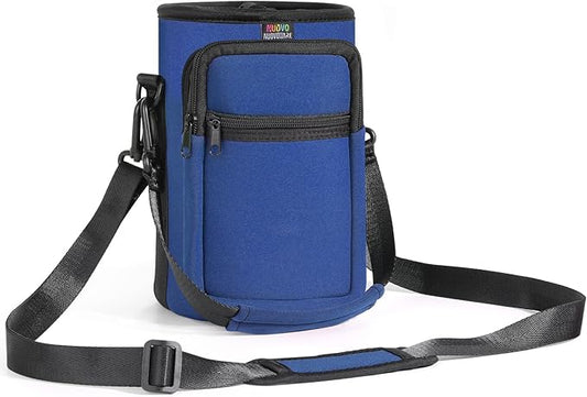 Nuovoware Water Bottle Carrier Bag,25oz/40oz/64oz Bottle Pouch Holder,Adjustable Shoulder Hand Strap 2 Pocket Sling Neoprene Sleeve Sports Accessories for Hiking Travelling Camping