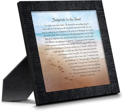 Footprints in the Sand Inspirational Wall Art, Beach Decor, Christian Gifts for Women and Men, Christian Wall Decor, Get Well Soon, Encouraging Scripture Wall Art, Framed Sympathy Gift 8639CH