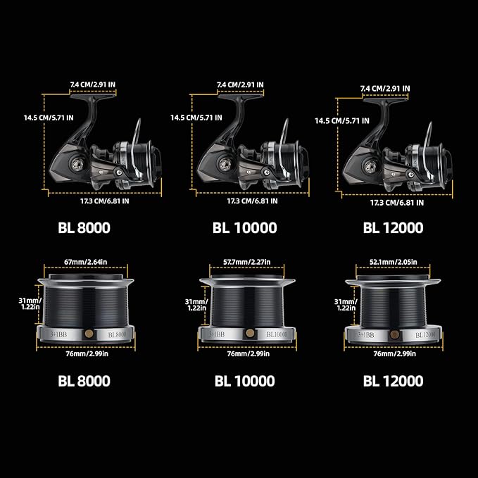 HAUT TON 8000/10000/12000 Big Game Surf Spinning Fishing Reel,20KG Drag Power. Backlash-Free Bearings,Metal Reel Seat,Zinc Alloy Gear for Saltwater Inshore and Offshore Fishing