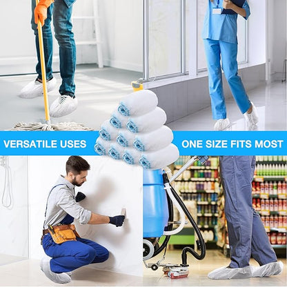 600 Packs Disposable Boot Shoe Covers Non Slip Thick Extra Booties for Shoes Covers Durable for Men Women (White)