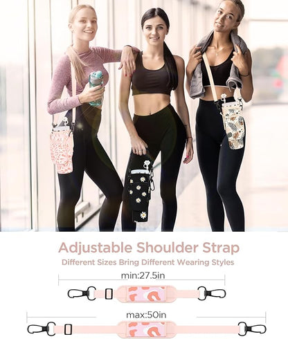 dabria Water Bottle Carrier Bag with Phone Pocket for Stanley 40/30 oz Tumbler Neoprene Water Bottle Holder Pouch with Adjustable Strap Bollus with Straw Cover & Carabiner for Stanley Cup Accessories