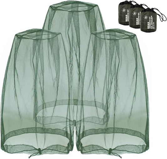 Anvin Mosquito Head Mesh Nets Gnat Face Netting for No See Ums Insects Bugs Gnats Biting Midges from Any Outdoor Activities, Works Over Most Hats (3pcs, Navy Green)