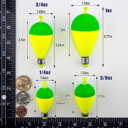 Dr.Fish 5 Pack Weighted Fishing Bobbers Snap-on Spring Bobbers Push Button Floats EVA Foam Pear Shape Bass Freshwater Fishing for Crappie Panfish Bluegill Trout