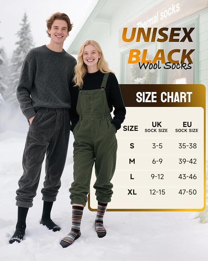 Merino Wool Hiking Crew Socks for Men Women, Thermal Warm Boot Sock Cushioned Anti-Blister, Breathable - 3 Pairs