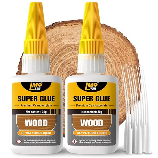 Wood Super Glue Liquid, Clear Instant Cyanoacrylate Adhesive for Wood Crafts Repair Woodworking, All Purpose CA Glue for Shoe Ceramic Plastic Leather Glass Model Metal Pottery Aquarium Porcelain Stone