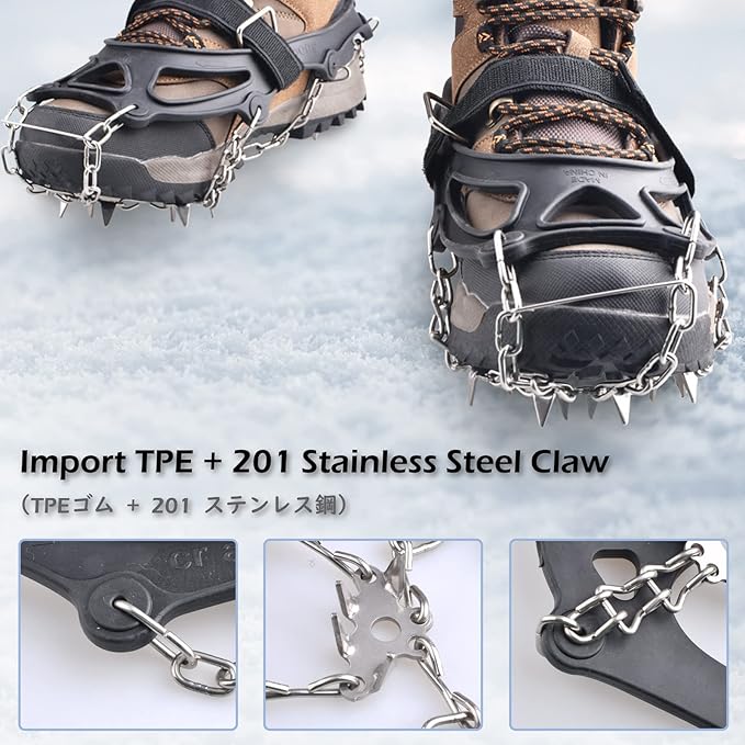TRIWONDER Crampons for Boots Shoes Traction Ice Cleats Snow Grips Anti Slip Stainless Steel Micro Spikes for Hiking Fishing Walking Climbing Jogging Mountaineering