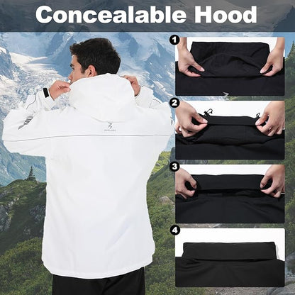 Rain Suit for Men, Packable Waterproof Rain Jacket & Pants, Reflective Raincoat Rain Gear for Outdoor Golf Hiking Fishing