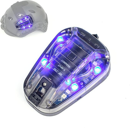 Tactical Helmet IR Strobe Light, Identification Light with Optional 4 Modes, Survival Signal for Outdoor Sports (Brown Base-Blue)