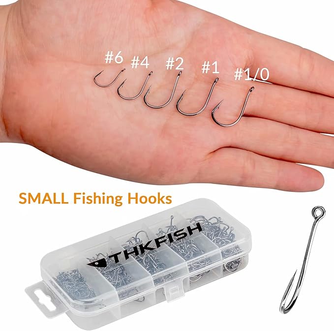 thkfish 50Pcs/100Pcs/Box Fishing Hooks Drop Shot Hooks Wacky Worm Fish Hooks Size #3#2#1 1/0 2/0 Offset Circle Hooks for Fishing