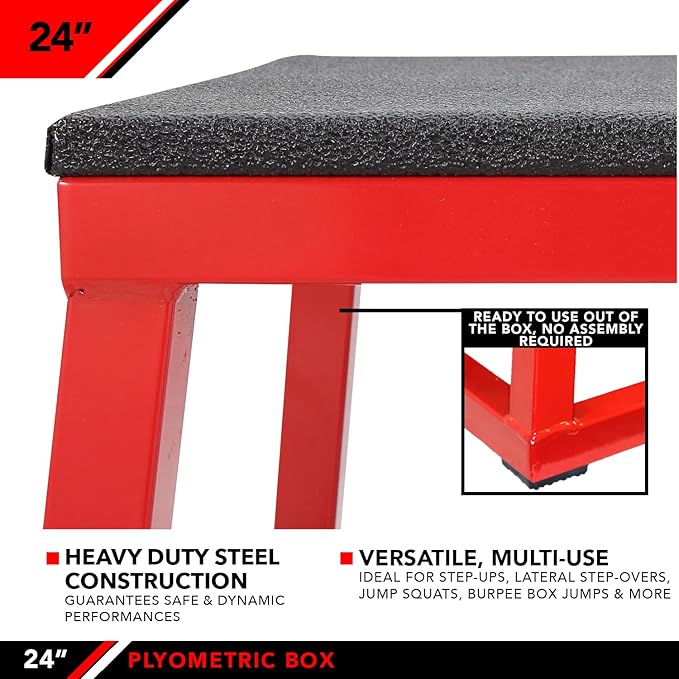 JFIT Plyometric Boxes - Made in Taiwan NO Assembly Required Single - Height Box Set and Adjustable Box Options Plyometric Platform and Jumping Agility Box for Training Conditioning Strength Training