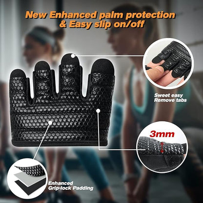 Minimal Workout Gloves,Short Micro Weight Lifting Gloves Grip Pads with Full Palm Protection & Extra Grip for Men Women Weightlifting,Gym,Cross Training,Powerlifting,WODs.