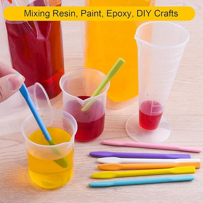FEPITO Silicone Stir Sticks Kit Includes 9 Pcs Silicone Stir Sticks 4 Pcs Silicone Epoxy Brushes 2 Pcs Silicone Spatula for Mixing Resin, Paint, Epoxy, DIY Crafts