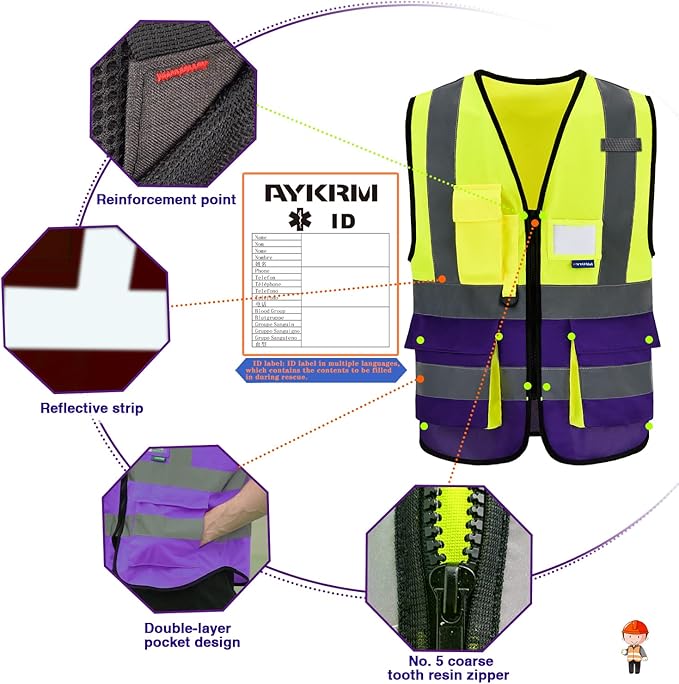 A-SAFETY High Visibility Reflective Safety Vest Customize Logo (XS-8XL)