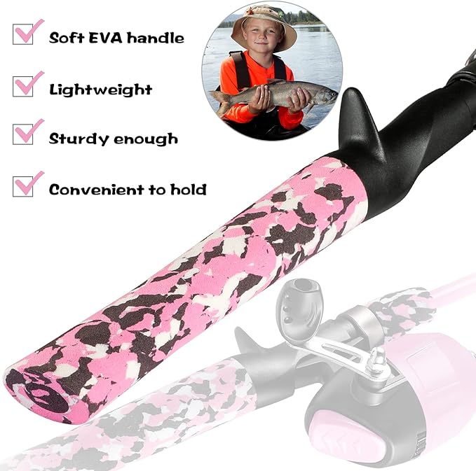 PLUSINNO Kids Fishing Pole with Spincast Reel Telescopic Fishing Rod Combo Full Kits for Boys, Girls, and Adults