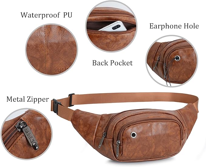 DAITET Crossbody Fanny Pack for Men&Women,Large Waist Bag & Hip Bum Bag with Adjustable Strap for Outdoors Workout Traveling Casual Running Hiking Cycling