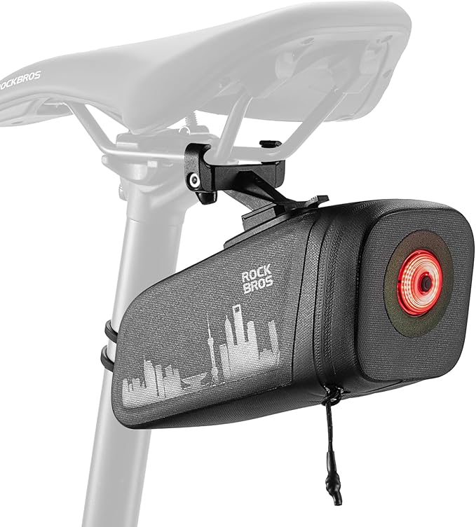 ROCKBROS Bike Saddle Bag with Night Riding Taillight and Brake Sensor- Waterproof Road & Mountain Bike