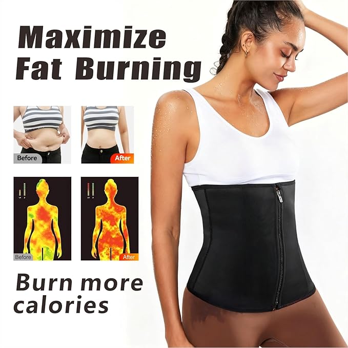 Women's Sauna Suit Waist Trainer, Double Closure Waist Trimmer Belt, Adjustable Tummy Control Shapewear for Workout